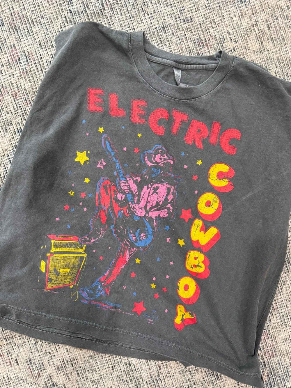 Country Deep | Electric Cowboy Vintage Boxy Cropped Muscle Top